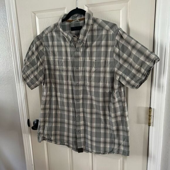 DKOTA Grizzly Button Snap Green Plaid Short Sleeve Shirt, Sz Large - Picture 9 of 16